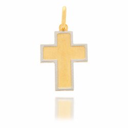 Złoty krzyżyk pr. 585 Krzyż srebrna ramka ZK025