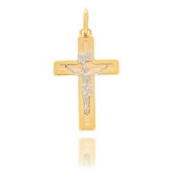 Złoty krzyżyk pr. 585 Krzyżyk płaski z wizerunkiem Jezusa ZK035