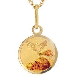 Złoty medalik pr. 585 Dzieciątko z gołębiem  ZM069