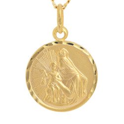 Złoty medalik pr. 585 Matka Boża Szkaplerzna Szkaplerz mały okrągły ZM112